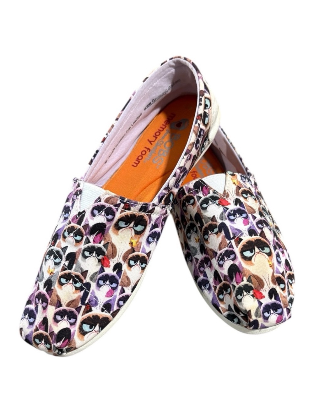 Skechers BOBS Grumpy Cat Memory Foam Slip-On Flats Shoes Size 6
